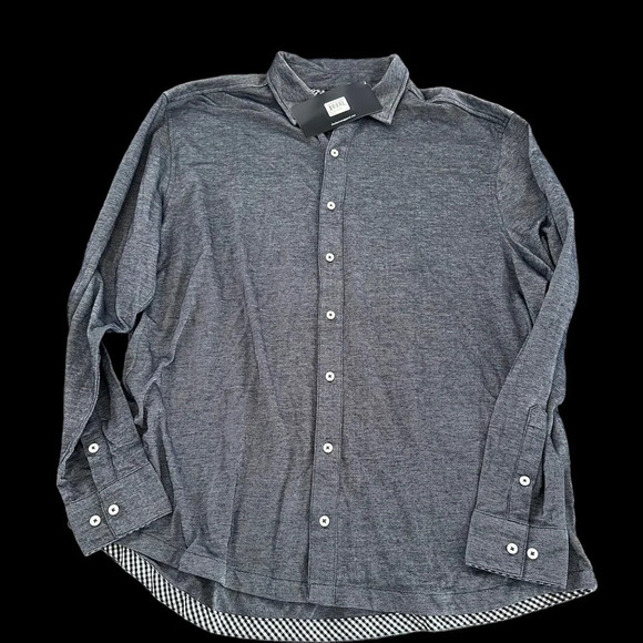 NWT Charles River Apparel Mens XL Naugatuck stretch knit button up shirt Blue - Picture 3 of 7
